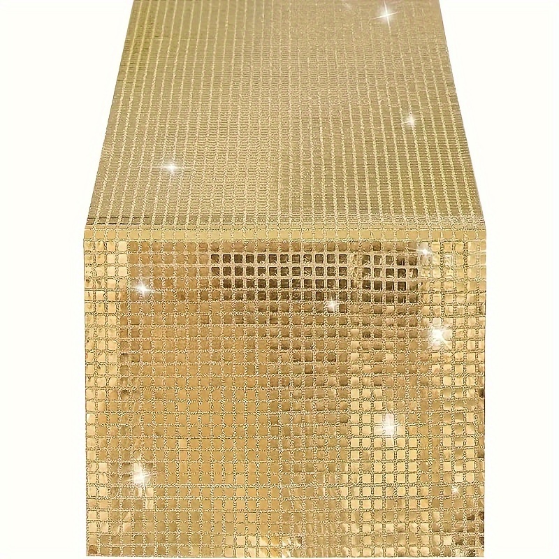 TEMU 1 pièce de nappe de Noël pailletée à carreaux pour Halloween, danse, mariage, banquet, anniversaire, décoration de fête, fournitures de fête,