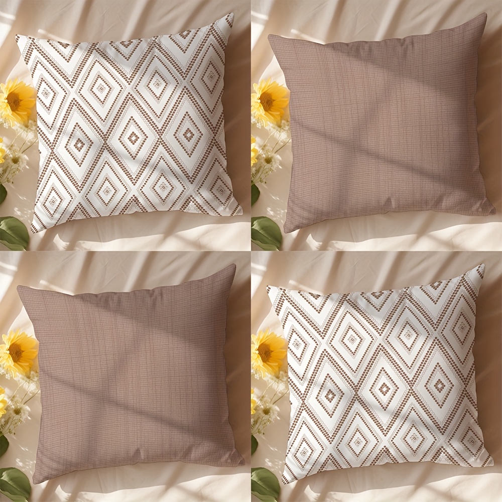 

4pcs Pillowcase, Bohemian Style, Stylish And Simple Room Sofa Cushion Cover, Suitable For Rooms And Places, No Pillow Core, Polyester Material