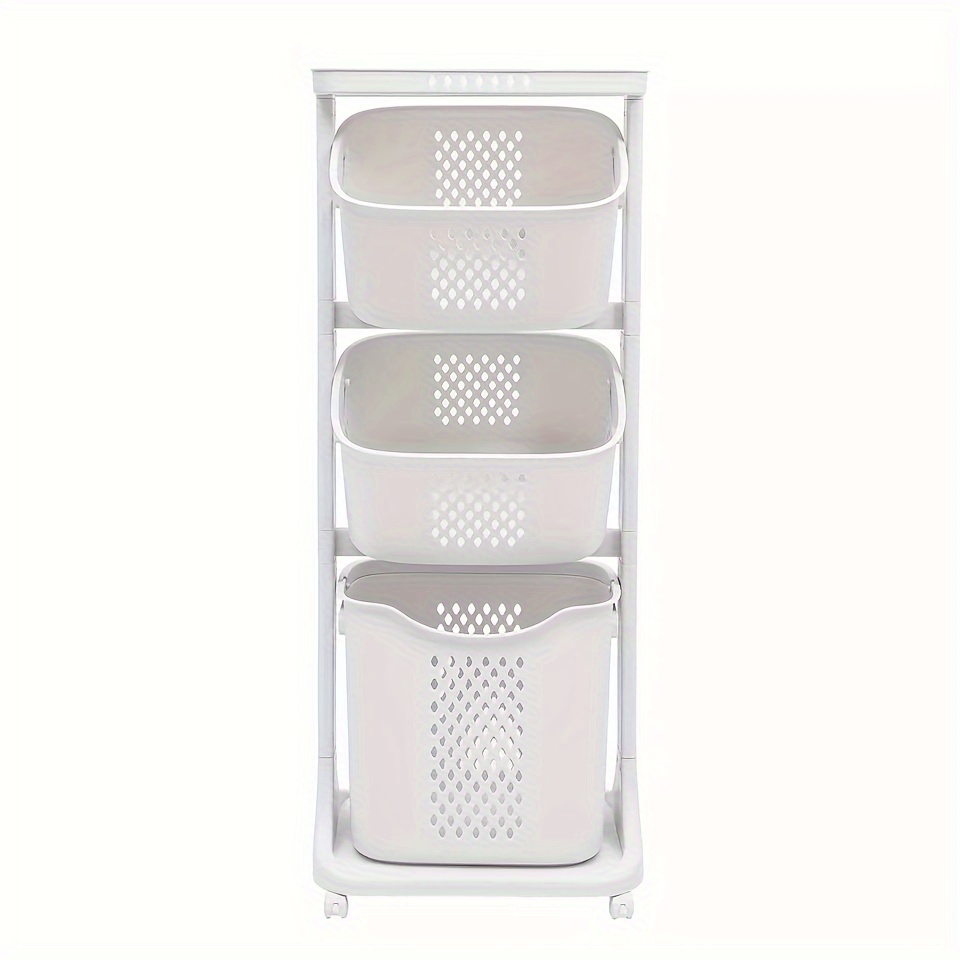 

3 Tier Laundry Hamper Basket Sorter Clothes Storage Organizer Shelf Rolling Ca