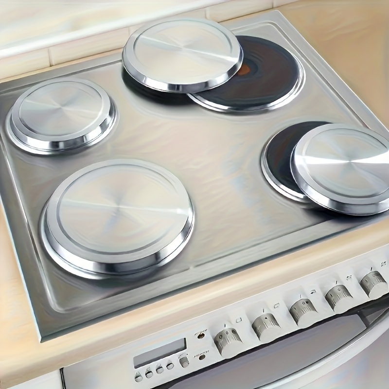 

4-piece Set Stainless Steel Stove Top Covers For Cookware - Food Contact Safe Kitchen Burner Protectors