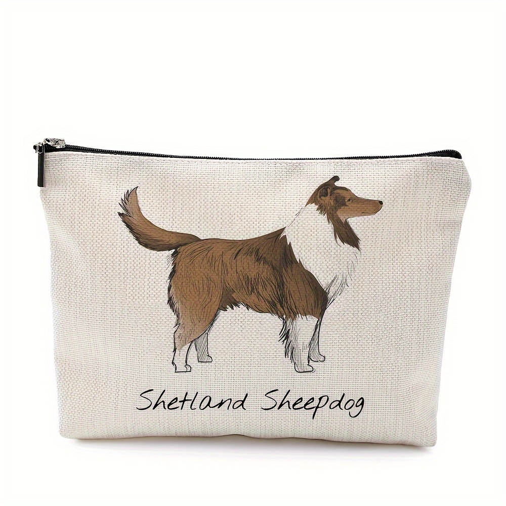 

Makeup Bag Purse, Funny Cute Shetland Sheepdog Cosmetic Bags For Women, Zipper Travel Toiletry Makeup Bags