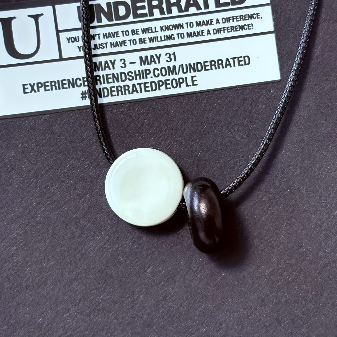 Black and White Braided Couple's Adjustable Necklace