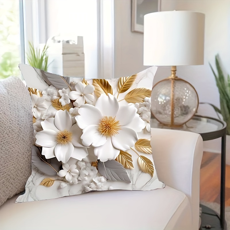

1pc, Super Soft Printed Flowers Fresh Throw Pillow Case Print Cushion Cover