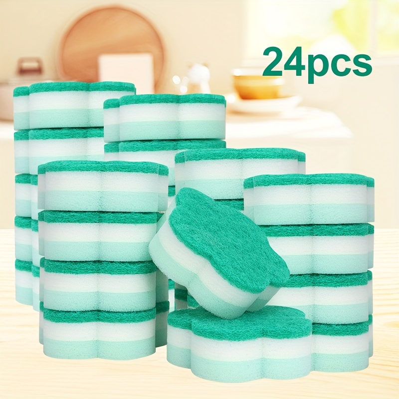 Image of 5/6/8/12/24pcs Flower Sponge Cleaning Blocks, Lightweight, Super Absorbent, Reusable, Suitable For Kitchen, Bathroom, Car, Outdoor, School, Etc., Companion