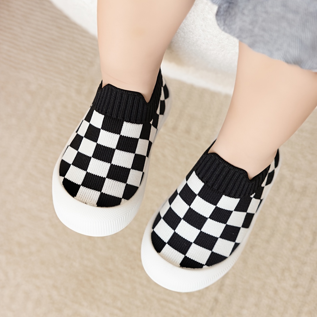 Casual Comfortable Plaid Slip On Woven Shoes For Baby Boys, Breathable Lightweight Walking Shoes For Indoor Outdoor