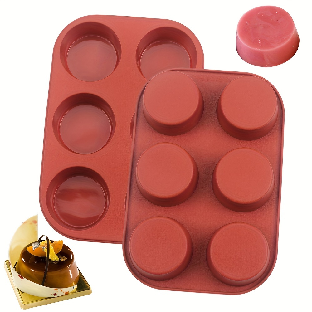 

1pc 6 Cavity Muffin Silicone Mold, 3d Fondant Mold For Diy Pudding Chocolate Candy Desserts Gummy Cupcake Handmade Soap Ice Cube Ice Cream, Cake Decorating Supplies, Baking Supplies, Kitchen Items