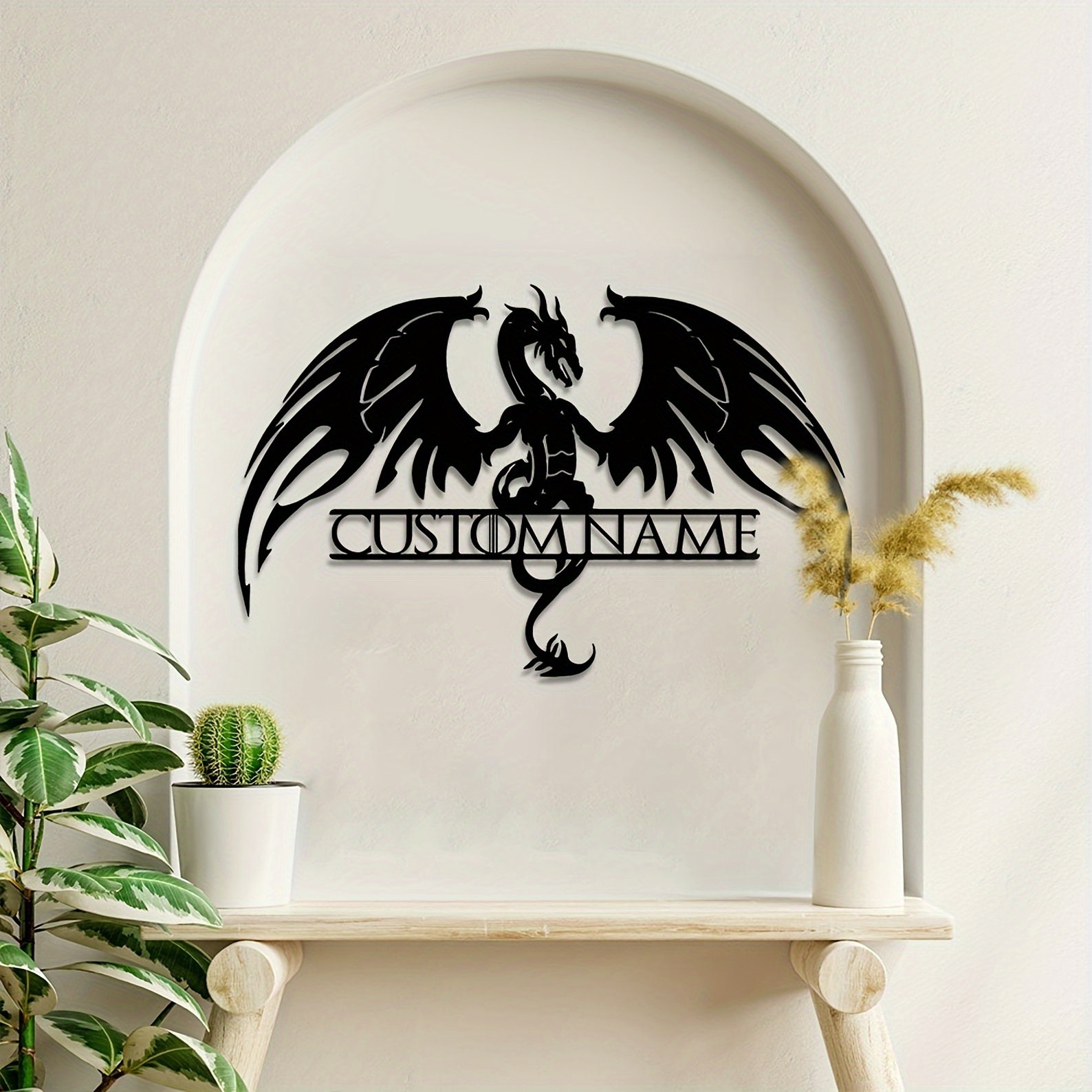 

Customizable Dragon Metal Wall Art: Personalized Surname Decoration For Home Or Garden - Metal Iron Cutout Crafts - Suitable For Outdoor And Indoor Use