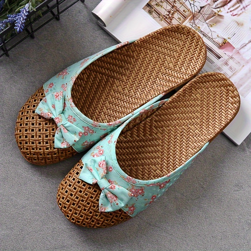 womens summer straw slippers indoor non slip thick sole Temu Georgia