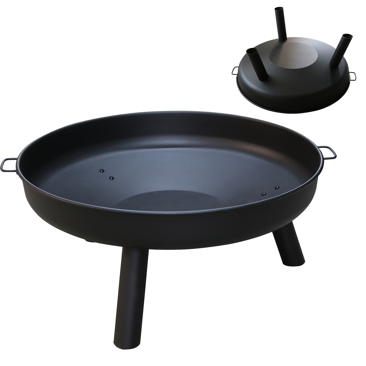 Image of Sonnewelt Fire Pit, 80 Cm Wide Outdoor Fire Pit Featuring 3 Detachable Legs And Handles, Ideal For Use In Gardens And On , Steel Fire For Gatherings And Bonfires