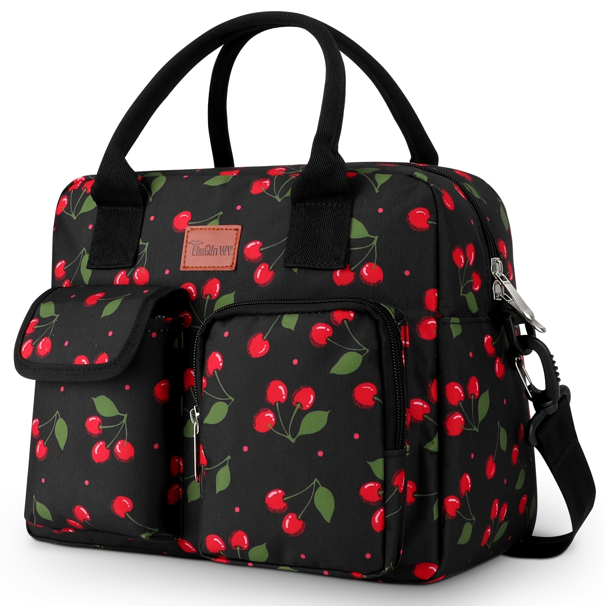 E-shop TIANQIN WY Großer Blumengestalterter Isolierter Rucksack - Schwarzer Oxford-Stoff, Nicht, Ideal für Camping & Outdoor-Verwendung,
