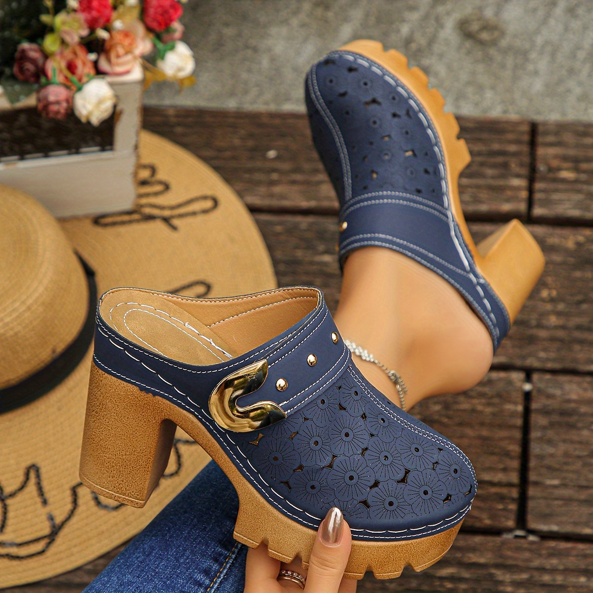 womens fashion clogs mules multi color stylish perforated footwear comfortable trendy shoes for daily wear   walking gardening casual   must have shoes for   women women shoes Product details 1