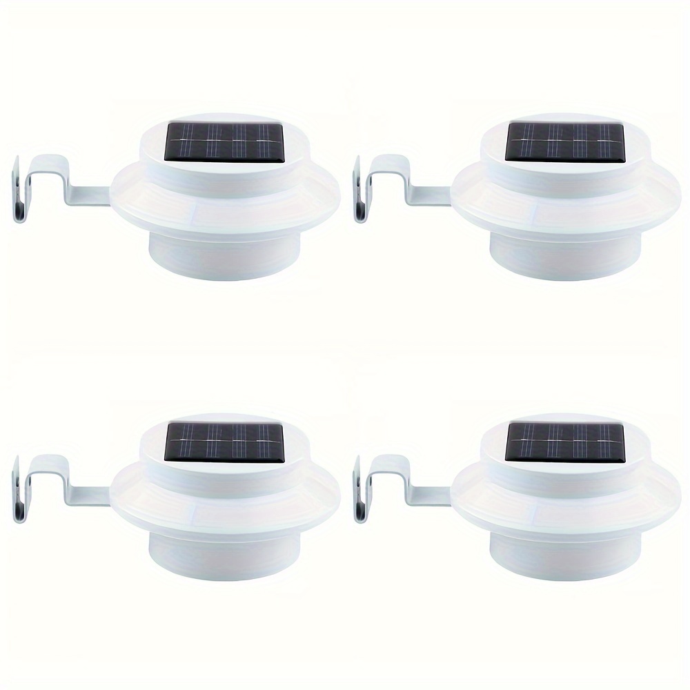 TEMU 4 Packs Solar Fence Lights, 3 Led Fence Gutter Lights, Garden Landscape Lighting Dark Auto Lights, Solar Lights To Light Up , Suitable For
