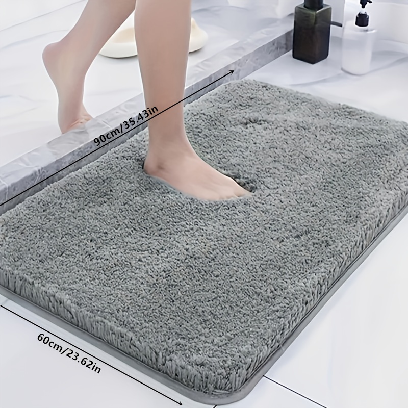 Image of 1pc Bathroom Mat, Fluffy Absorbent Non-slip Pad, Kitchen Bathroom Living Room Bedroom Door Mat, Cushion, Pet Mat, Microfiber Soft And Comfortable, Bathroom Additions
