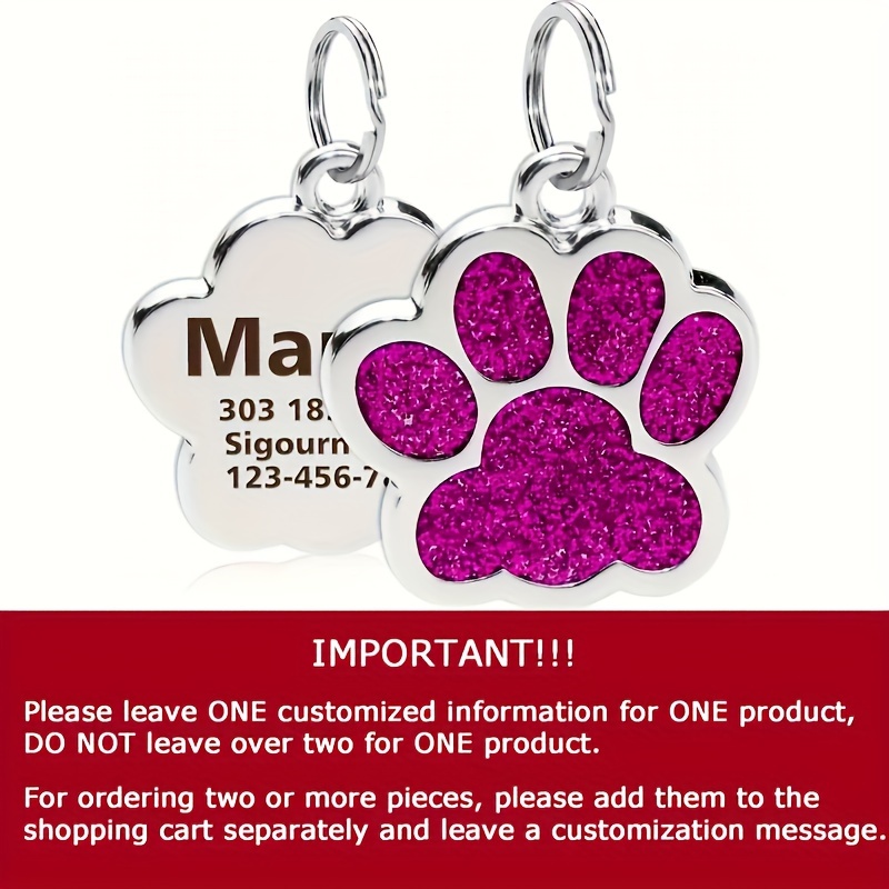 Dog Paw Print Keychain Compatible for Pets - Name & Phone Number/Address Tag with Paw Print - Pet Lover Gift for Dog Owners (Add-Ons Available)