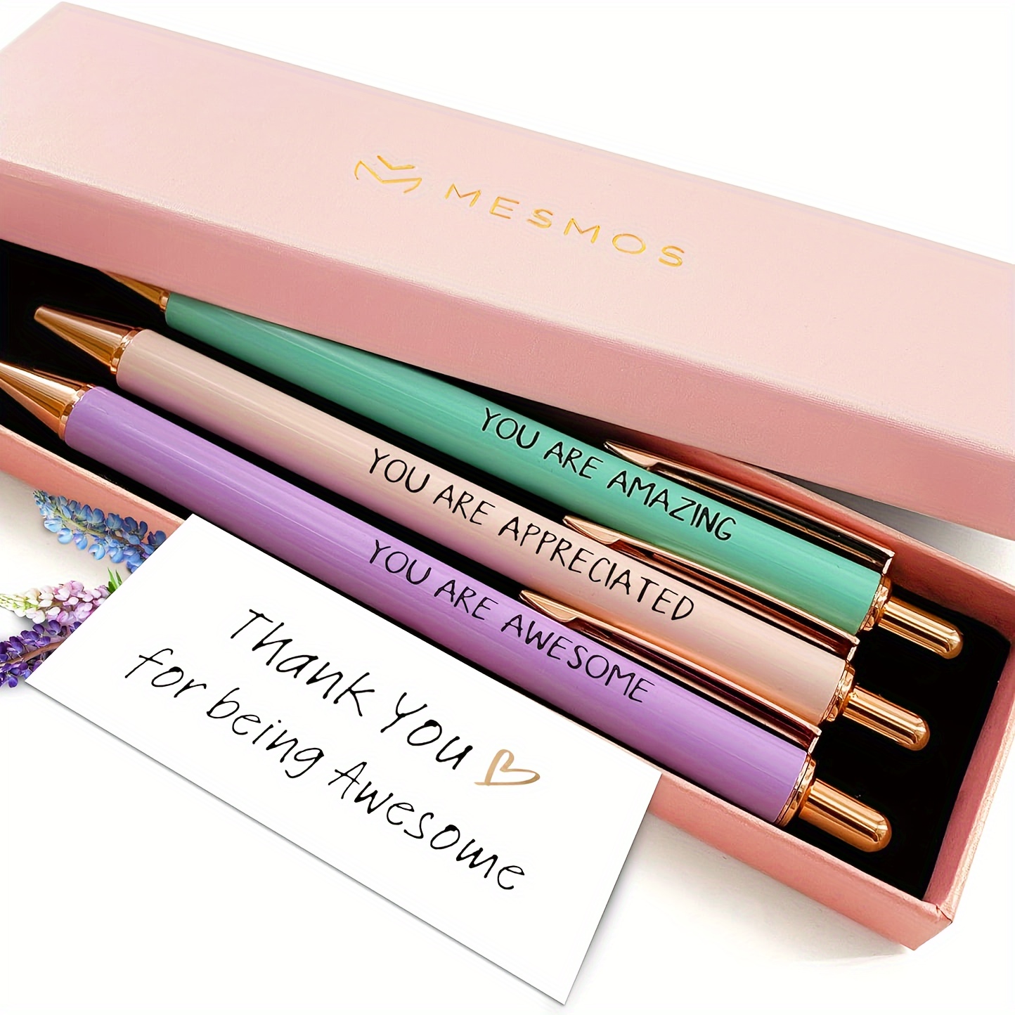 

3-piece Fancy Pen Set For Women: Thank You Gifts, Boss Lady Gifts, , Employee Appreciation, Office Gifts, Nice Cute Pens - Metal, Ergonomic, Retractable, Medium Point