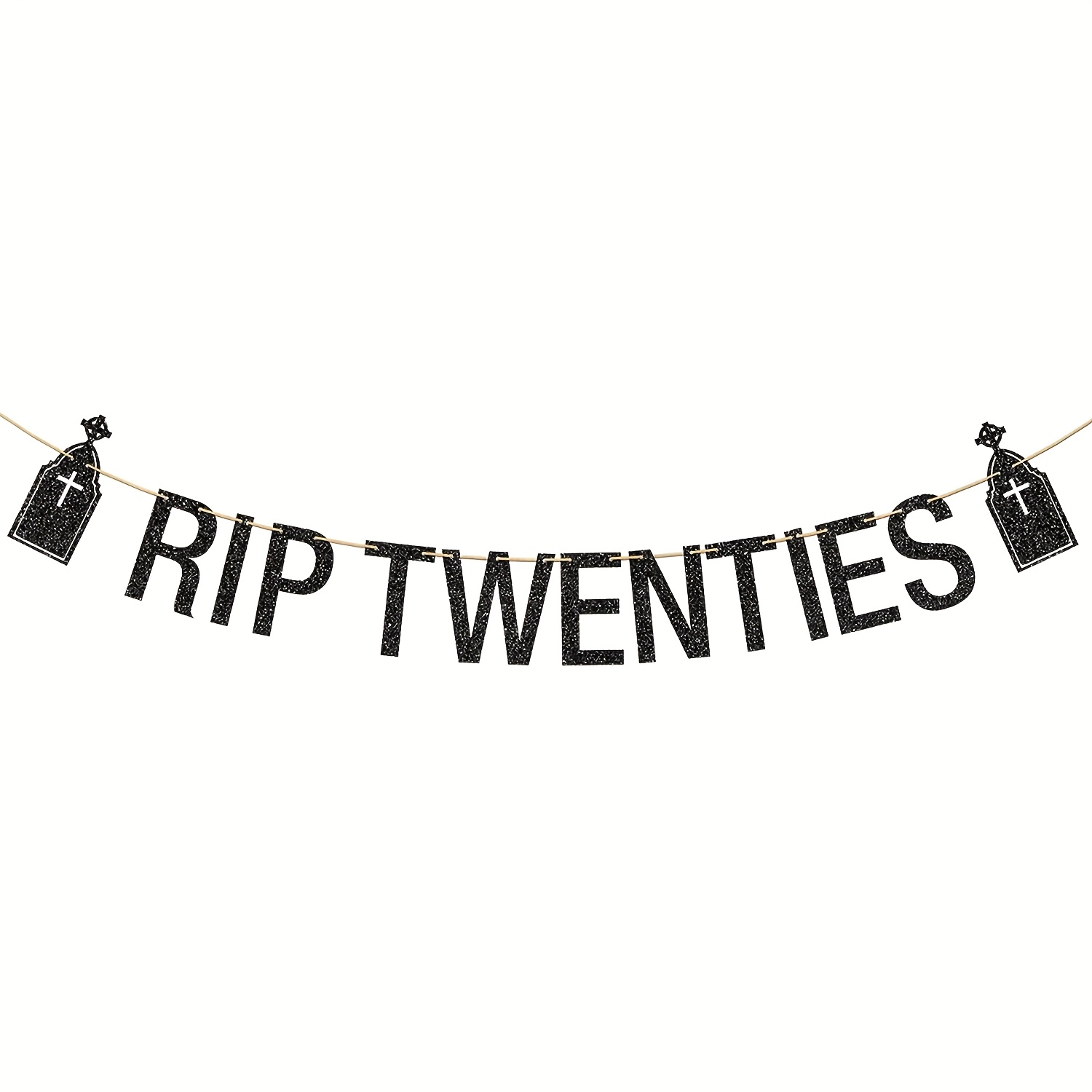 20s Banner, Plaque, Funeral Theme Happy 30th Birthday Party Decorations For Men And Women, Black Glitter