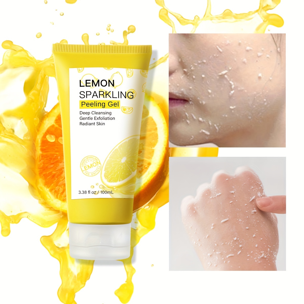 

Lemon Sparkling Peeling Gel, 3.38 Oz (100ml), With Citrus Limon Extract, Deep Cleansing, Moisturizing, Exfoliating Gel, Suitable For -prone, Oily , Unisex Use