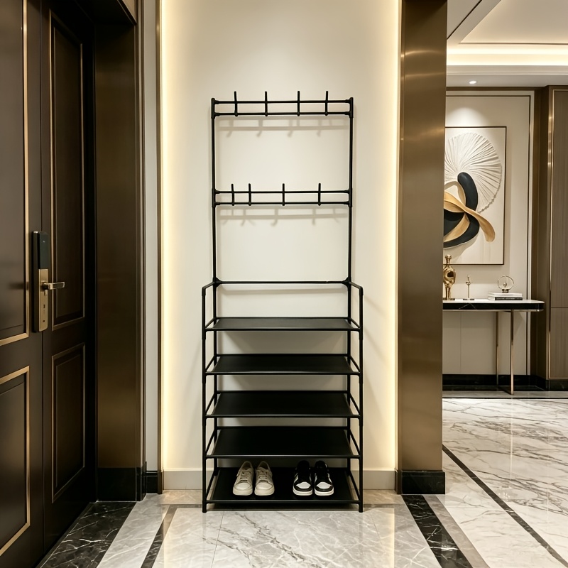 TEMU Multifunctional Entryway Storage Rack, Featuring A Stable Independent Metal Shoe Rack Structure, Strong Load-bearing And Non-shaking, Equipped