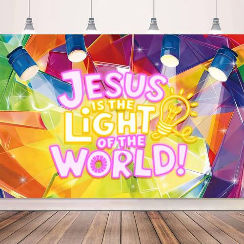 item picture banner 1pc vbs 2026 decorations backdrop banner is the christian backdrop religious bible verse background photo booth props for church sunday school birthday party decor
