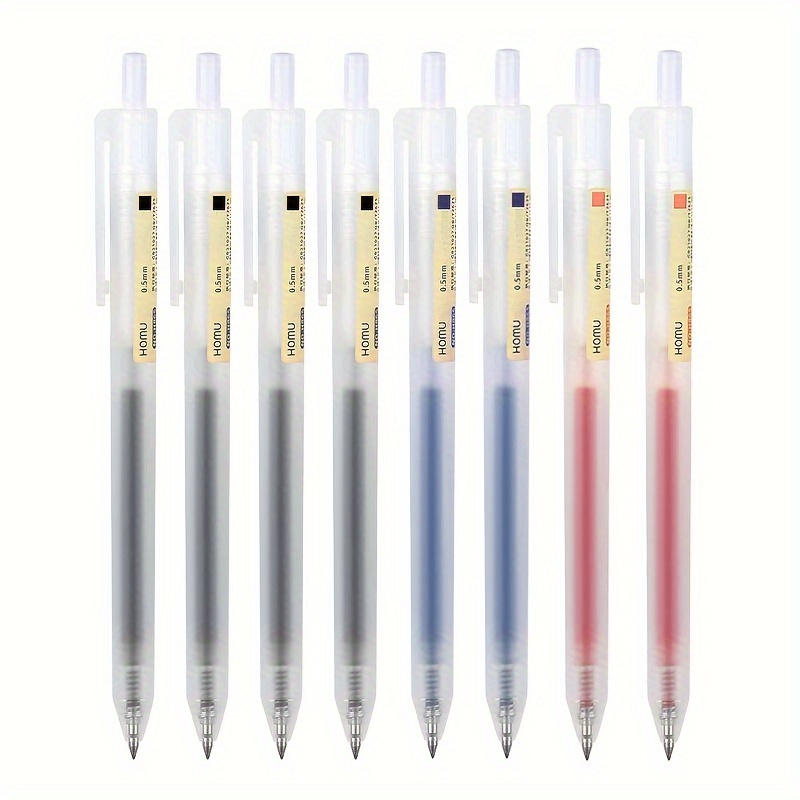 8pcs retractable gel pen set in black red blue with 0 5  refills suitable for office and school stationery