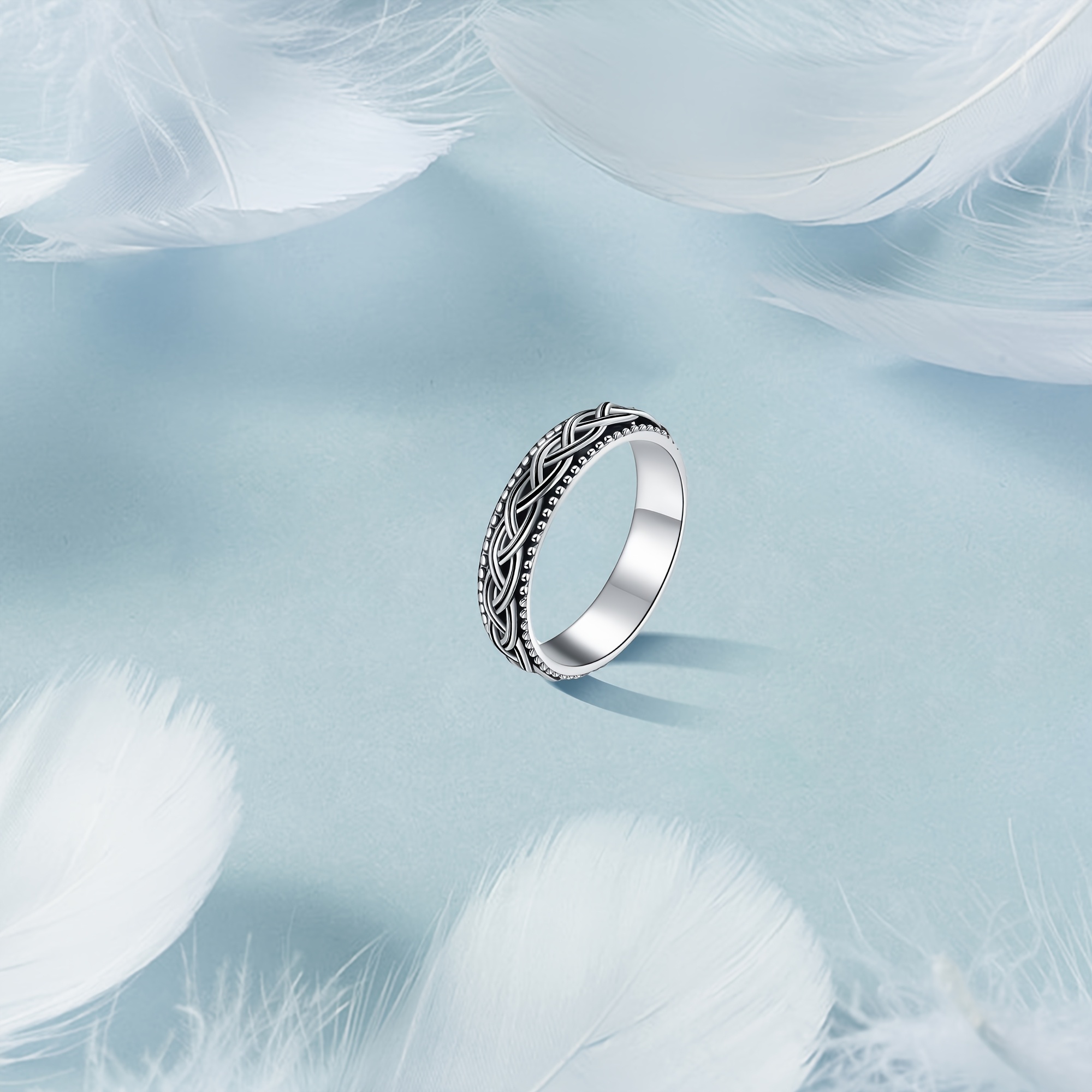 Celtic Knot Spinner Ring, Sterling Silver Fidget Band for Women