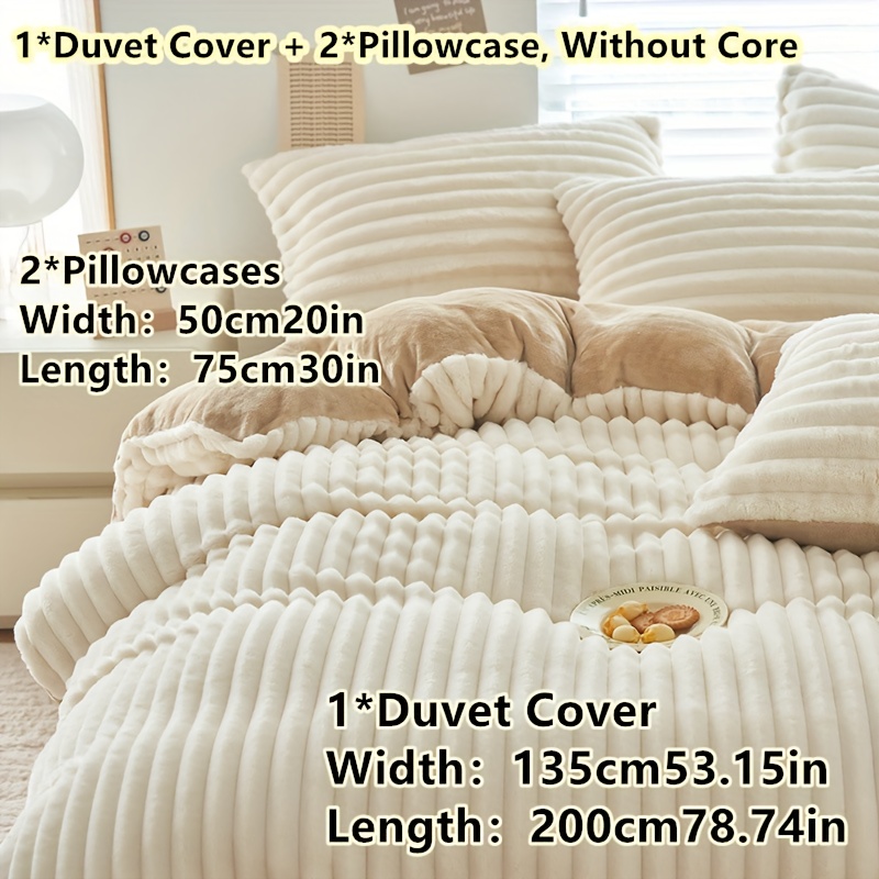 TEMU 3pcs New Simple Comfortable Soft Solid Color Brushed Duvet Cover And Pillowcase Set
