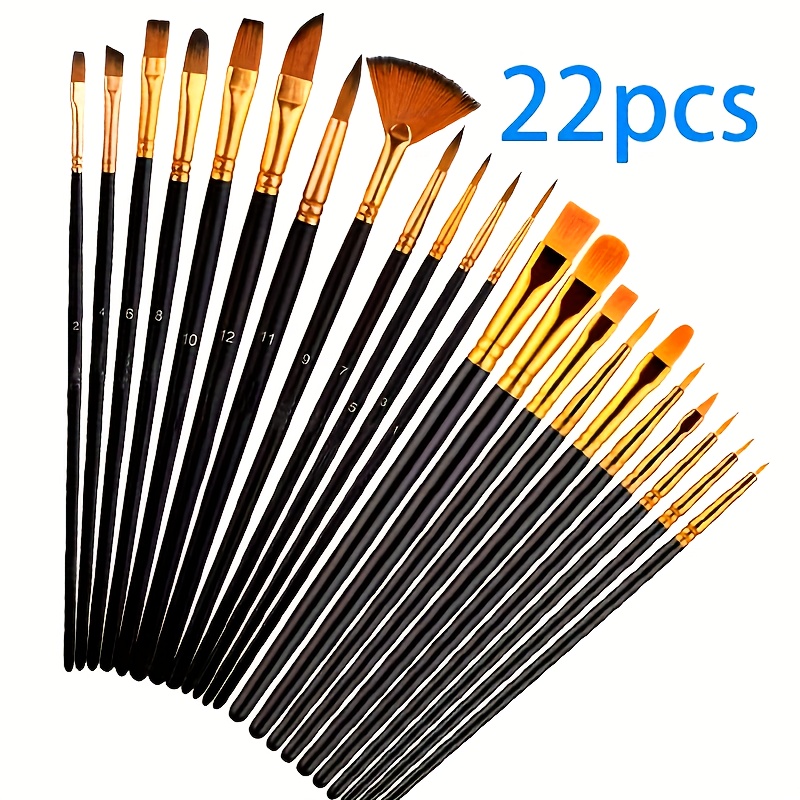 E-shop Ein Set von 22 Professionellen Künstlerpinseln - Hochwertige Nylonborsten, Geeignet für Acryl-, Öl- Aquarellmalerei - Ideal für Meisterkünstler