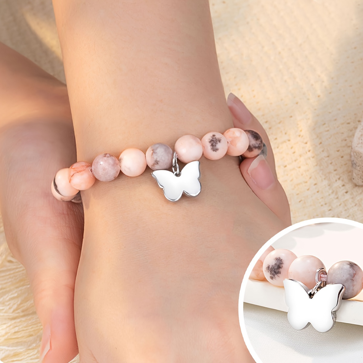 Pink Butterfly Charm Bracelet