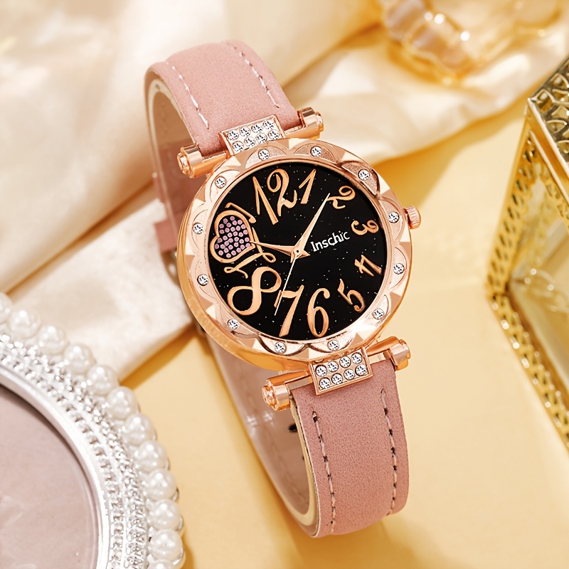 Conjunto de Relógio de Quartzo Analógico Feminino Elegante e Moderno 4