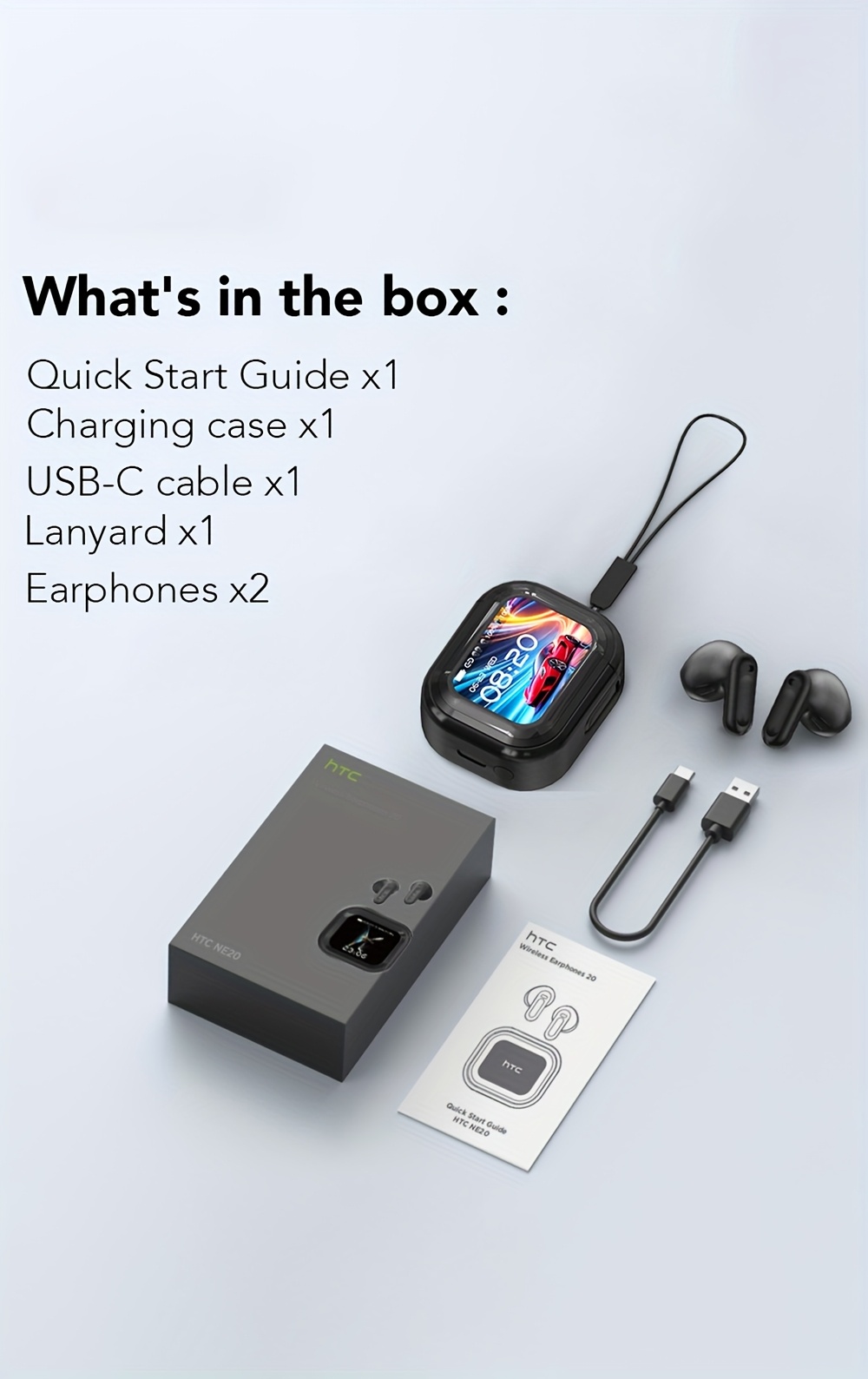 1pc HTC NE20 Wireless Translation Earbuds, Equipped with Translation for Over 136 Languages, Enabling Better Cross-linguistic Communication. Features V6.0 Low-latency Wireless Connectivity, Active Noise Cancellation for Undisturbed Sleep