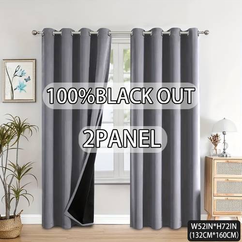 juego de 2 cortinas opacas - 100% opacas, estilo , cortinas con ojetes, aptas para dormitorio, , cocina, color liso simple