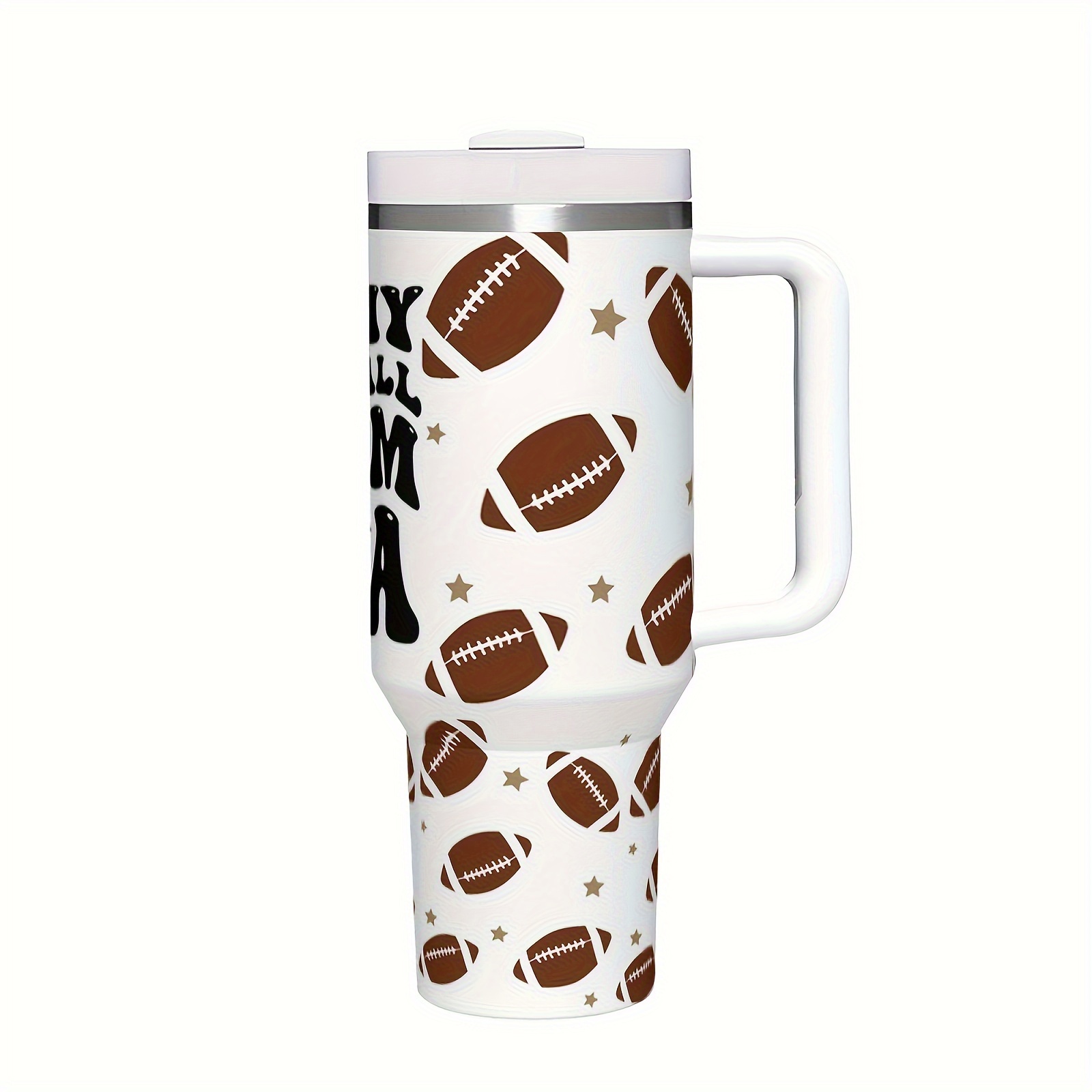 

1pc 40oz Football Mom Era Stainless Steel Tumbler With Lid - Hand Wash Only Vacuum Insulated Mug - Reusable Multipurpose Travel Cup For Hot & Cold Beverages - Ideal Outdoor Gift