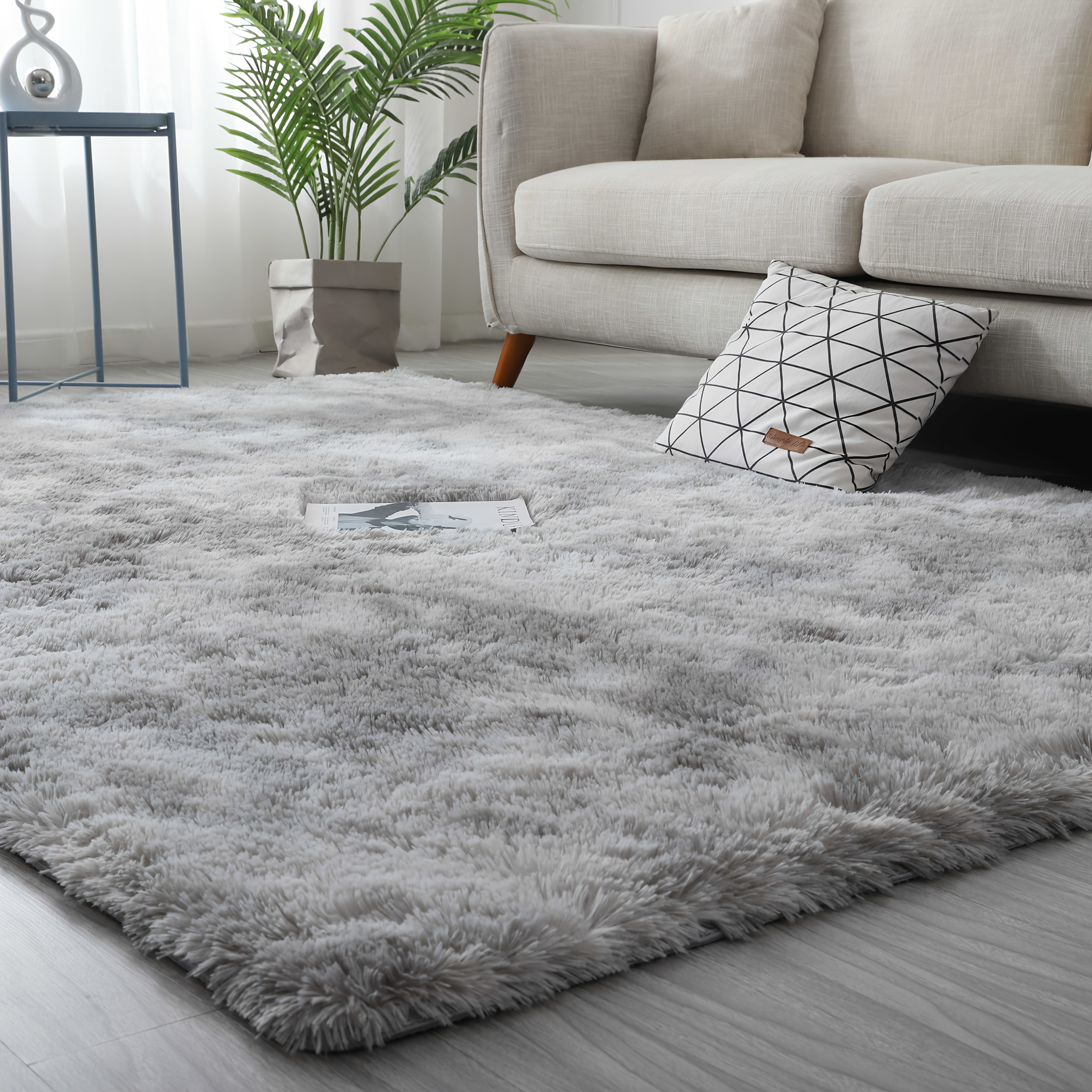 TEMU Alfombra de felpa de 1 pieza con teñido , diseño moderno de teñido para , dormitorio u oficina, ideal para espacios interiores, alfombra de