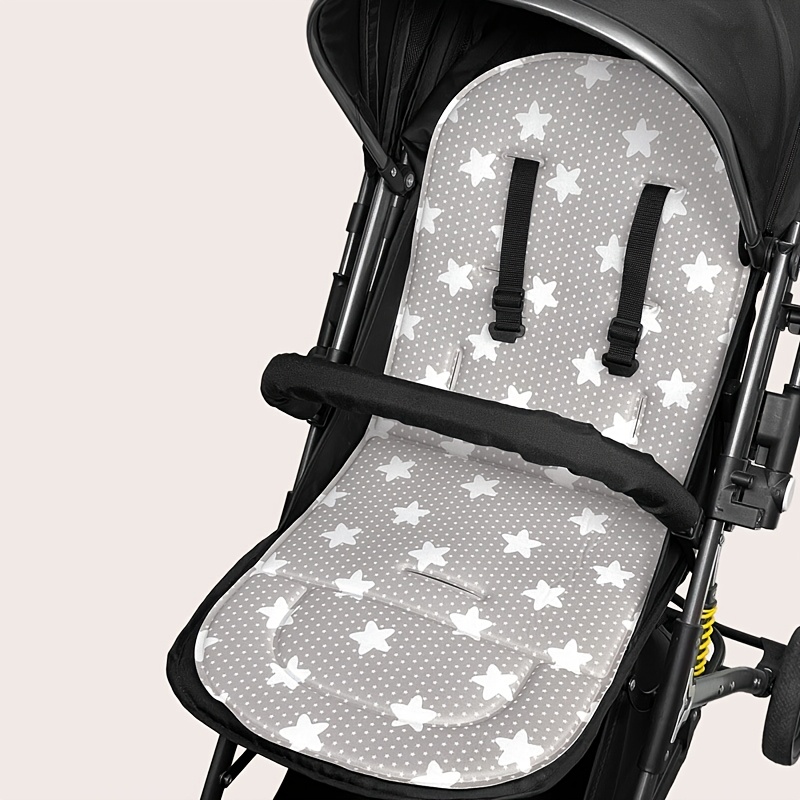1pc Breathable Polyester Fiber Baby Stroller Cushion, Universal Fit for Most Infant Carriage Models, Comfortable Support for 0-3 Years Old Toddlers, Light Grey Polka Dot/Star Pattern
