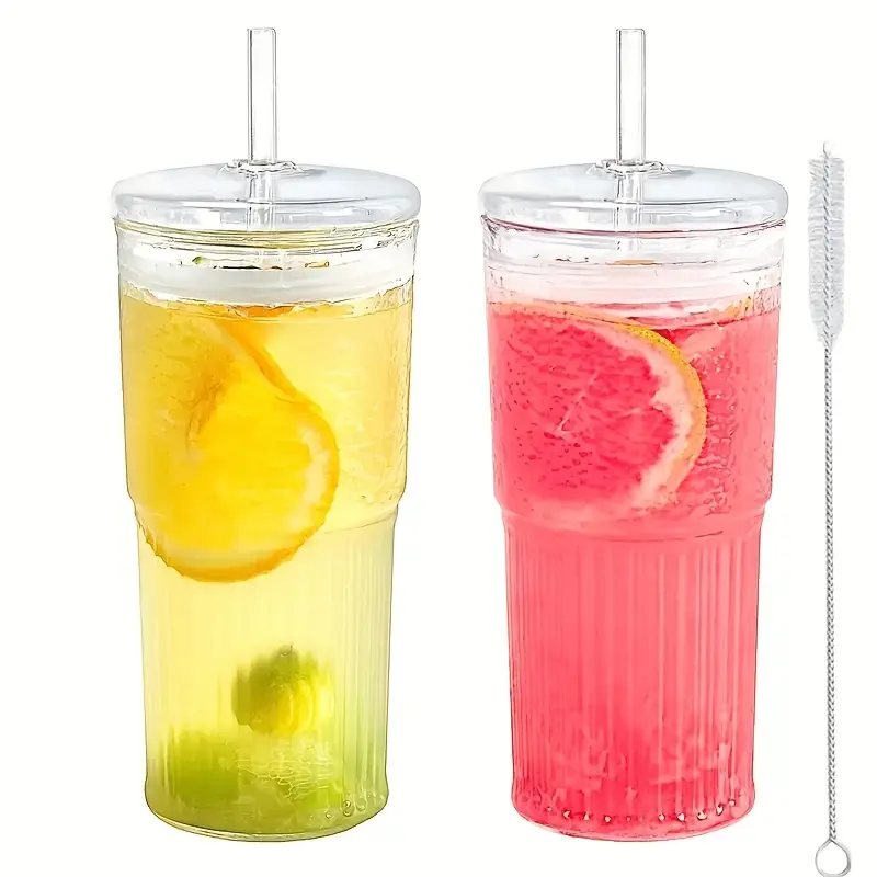 2 pack glass tumbler set with lids and straws 650ml leakproof reusable transparent drinkware for iced coffee smoothies ideal for office camping home use gift friendly Product details 9