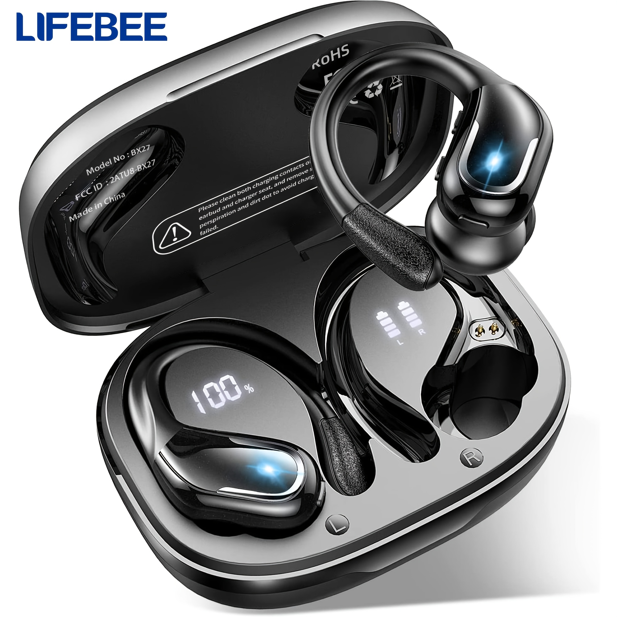 Image of Lifebee Wireless Earbuds, Sports Headphones With Earhooks, Tws Earphones With Microphone For Ios/, True For Men/women