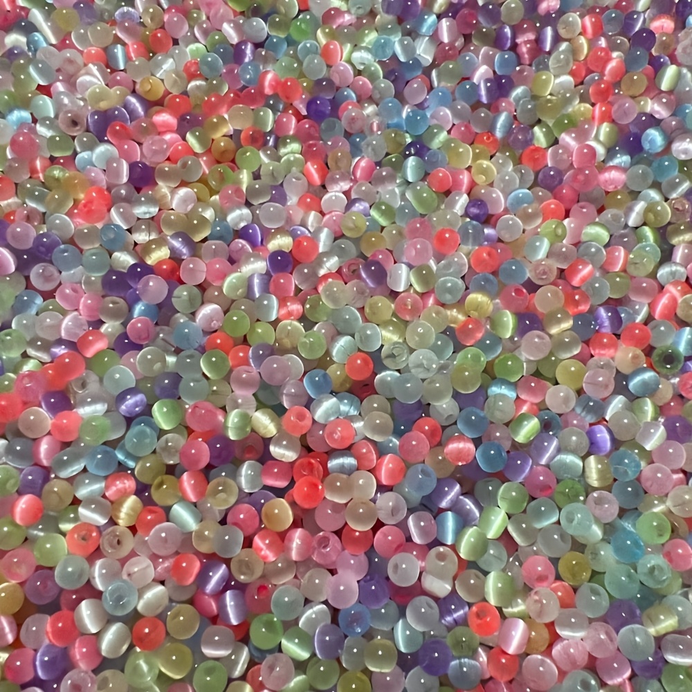 

200pcs 4mm Eye Beads, Multi-colored Straight Hole Round Beads For Making, Earrings, Bracelets, Necklaces & Craft Accessories