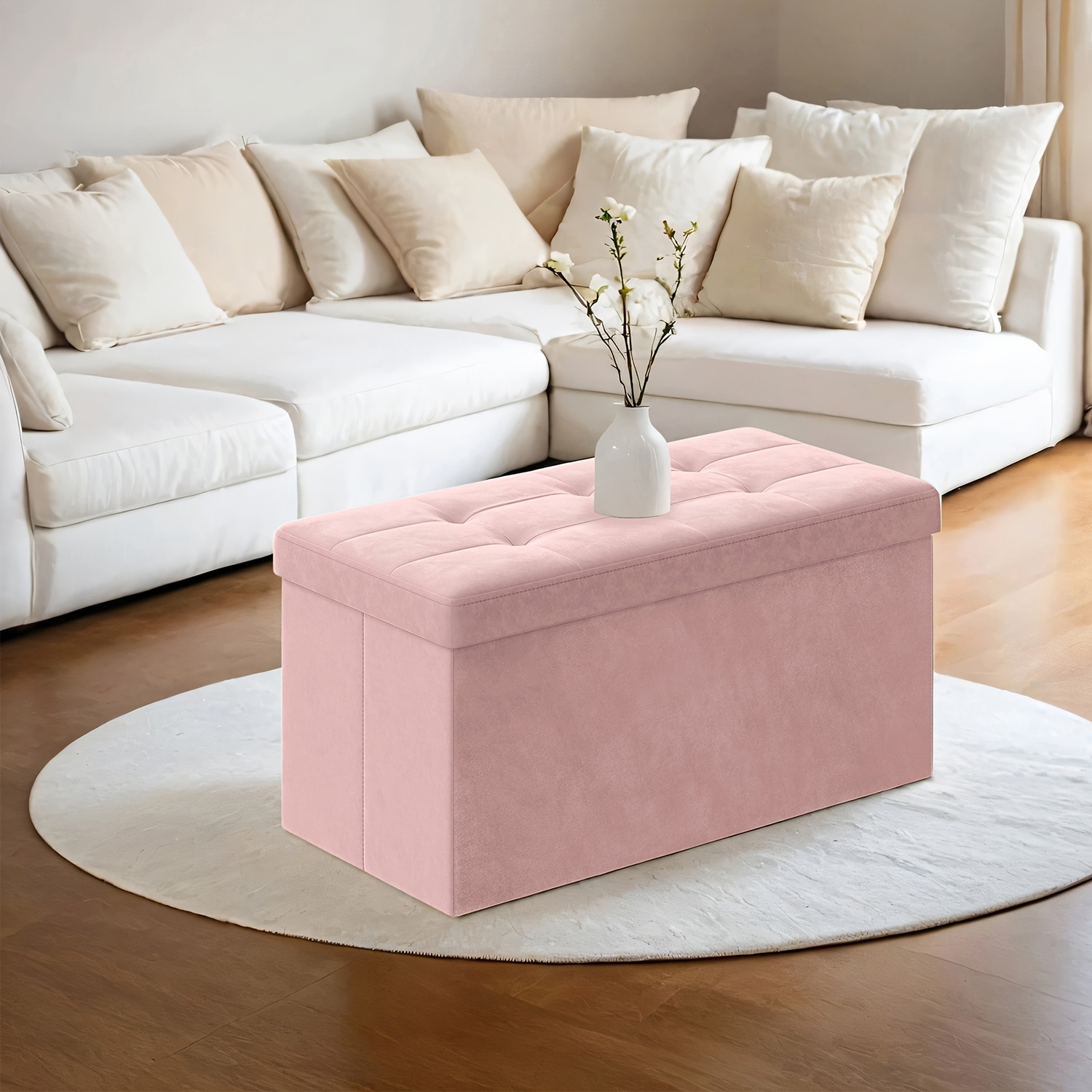 Storage Of Velvet, 38 X 76 X 38cm, Foldable Storage Chest, 2 Extra Storage Boxes, Loadable Up To 300kg