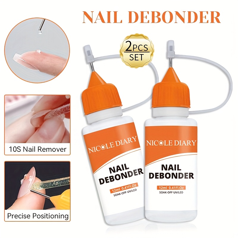 Diary 2pcs/set Nail Debonder For Removeing False Nails Rhinestone Remover Tools 12ml Fast Liquid Solid Adhesives Gel Remover Manicure Nail Art Tool Soften Remover For Press On Nails With Out Nail Glue