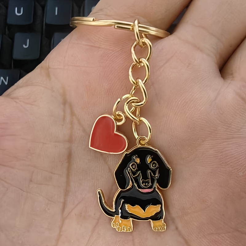 2pcs Dachshund Themed Keychain, Suitable For Backpack Clips, Key Rings, Car Keychains, Wallet Charms, Metal Material, For Dog Lovers