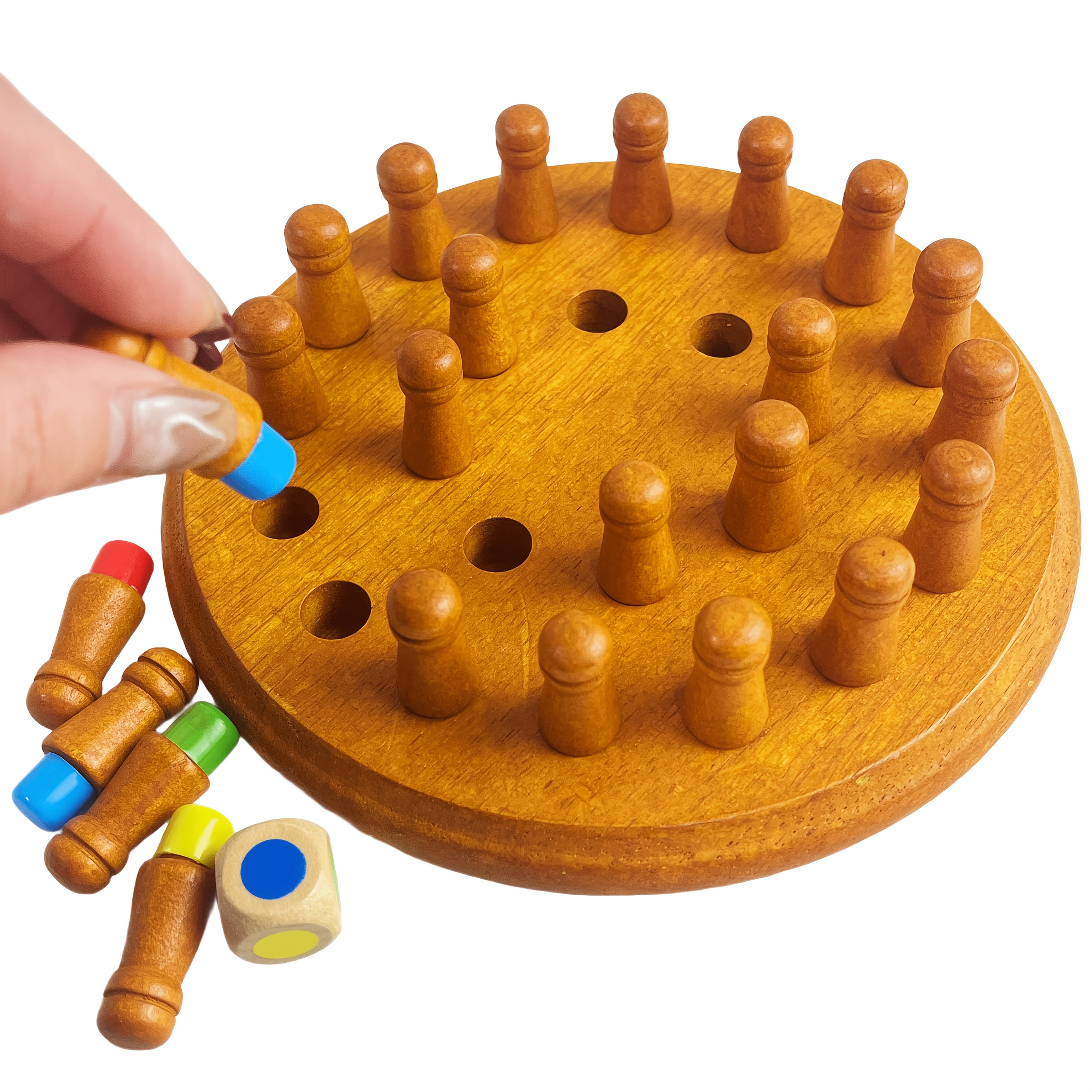 Juego de emparejamiento de memoria de color de madera marrón mejorado para viajes, jueg...
