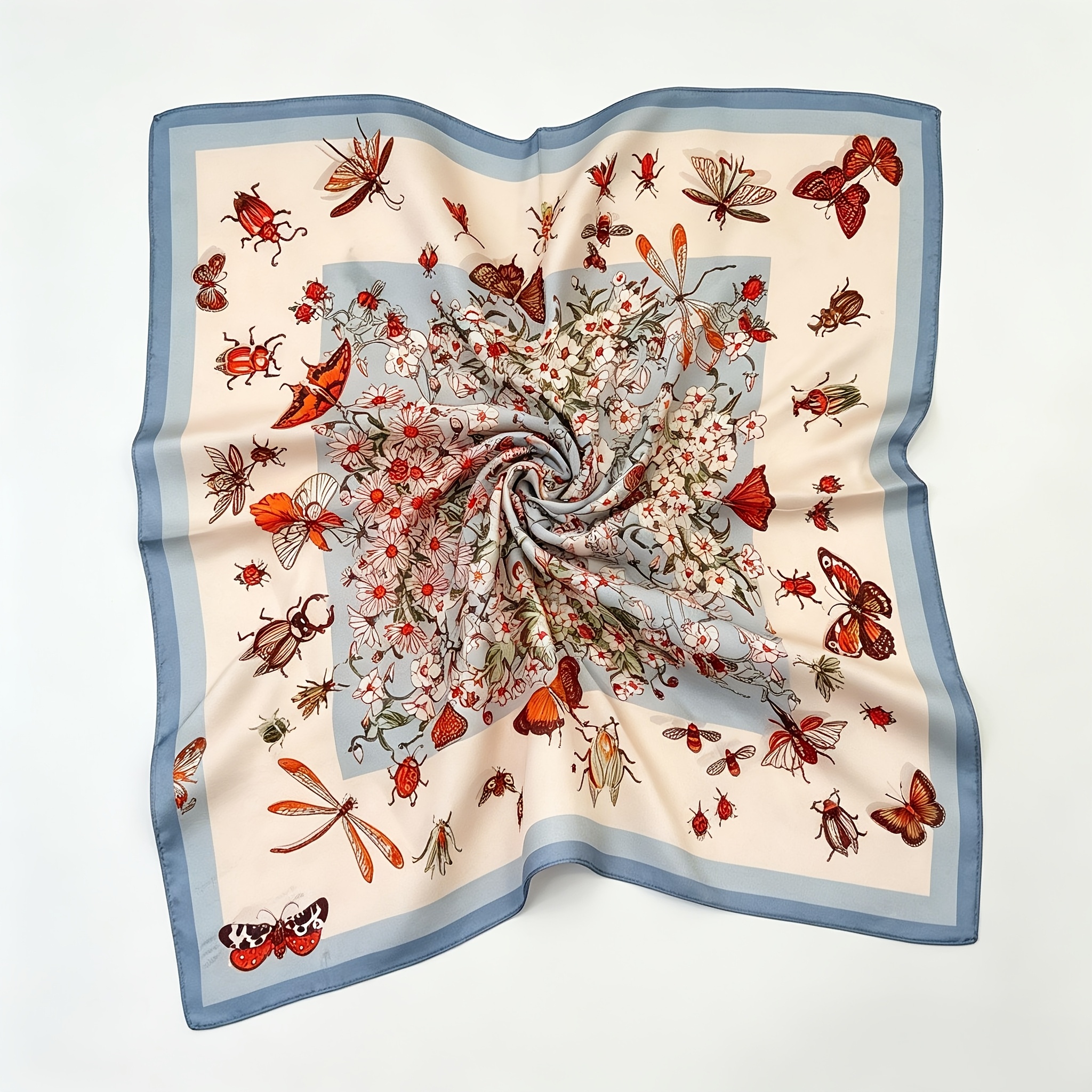 TEMU Oaw 100% - Retro Insect & Floral Print Suitable For , Headbands, Bag | Breathable -friendly Suitable For Tones, European, Fray-resistant Edges,