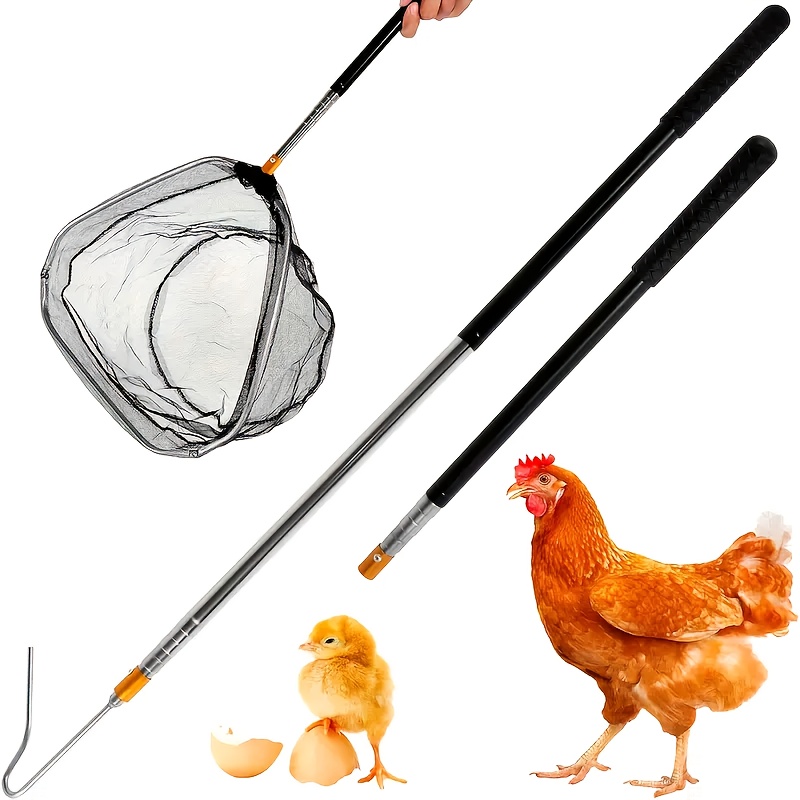 2-in-1 Extendable Stainless Steel Poultry Catcher, Multi-functional Catching Tool And Additions, Easily Catch Poultry And Aquatic Animals- With Anti-slip Handle