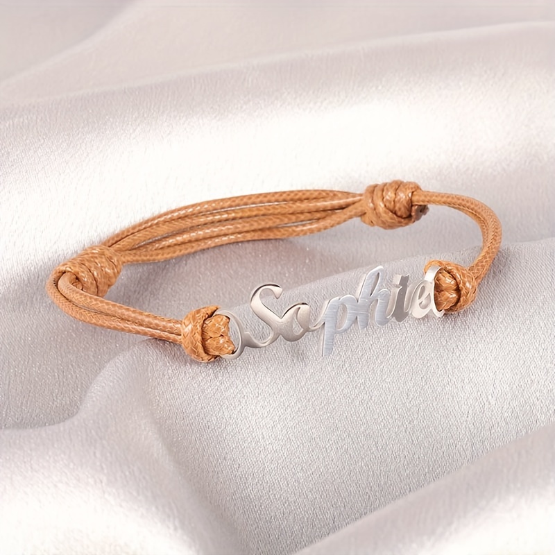 TEMU Customized Stainless Steel Name Bracelets, In 4 Colors Of Cord, Nameplate Bangles, Personalized Name Bracelets, Unique Jewelry, Christmas Gifts,