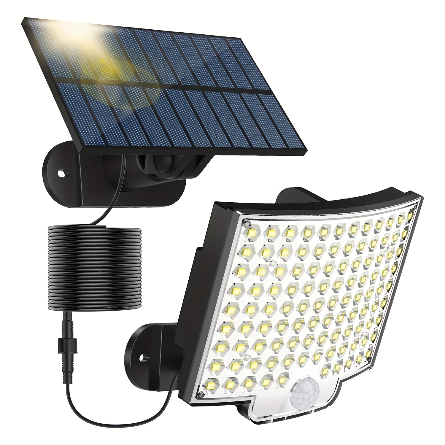 TEMU 106 Led Solar Outdoor Motion Sensor Light Separate Panel Powered 106 Leds Human Body Induction Lamp With 120° Lighting Angle Street Wall Light