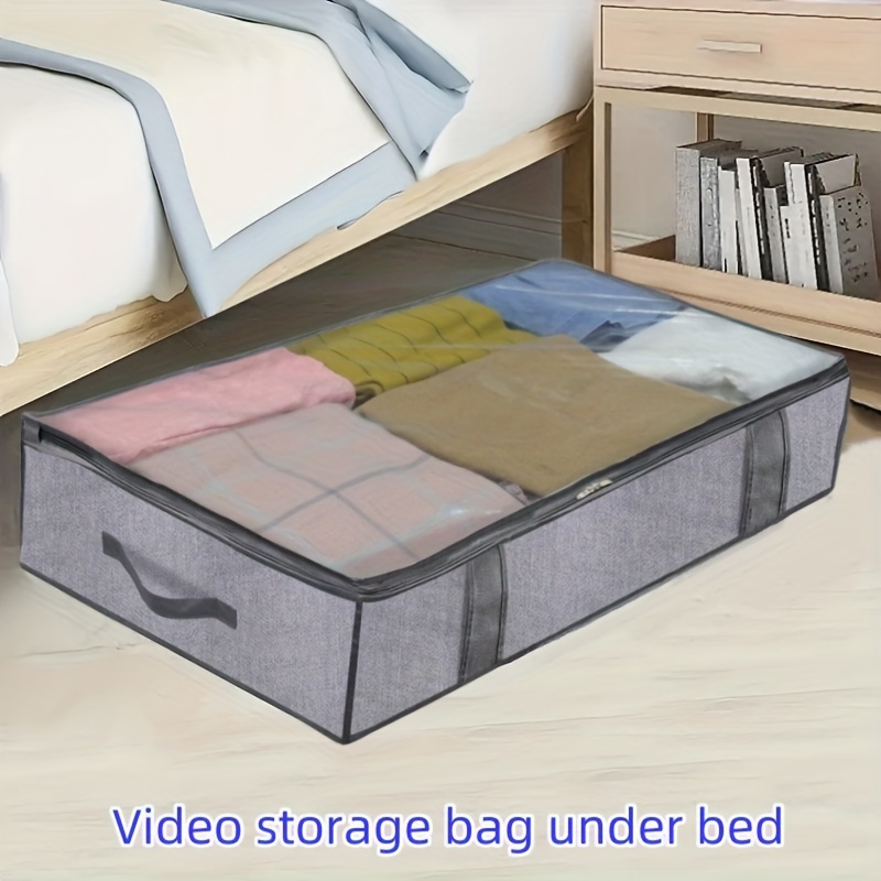

Under Bed Storage Organizer With Clear Window And Handles, Dustproof Moisture-proof Clothing Quilt Storage Bag For Bedding Shoes, Easy Carry For Relocation, Space-saving Closet Organization