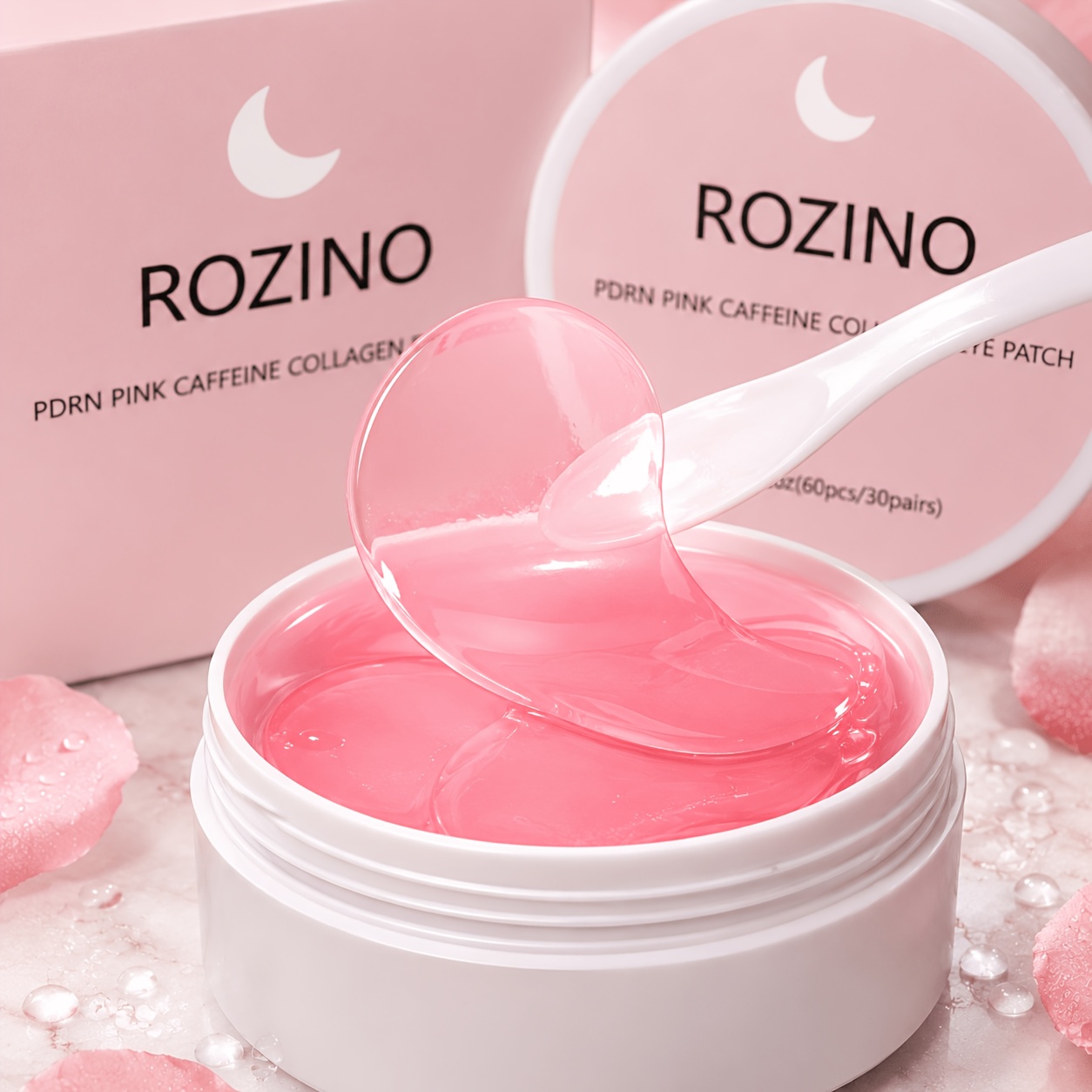imagen del artículo   60 piezas/30   de parches oculares de colágeno con   y   rosa, almohadillas de gel hidratantes para el   de ojos para un    ,   de hidratación, comodidad  ,   del área de   para ojos con   cansado