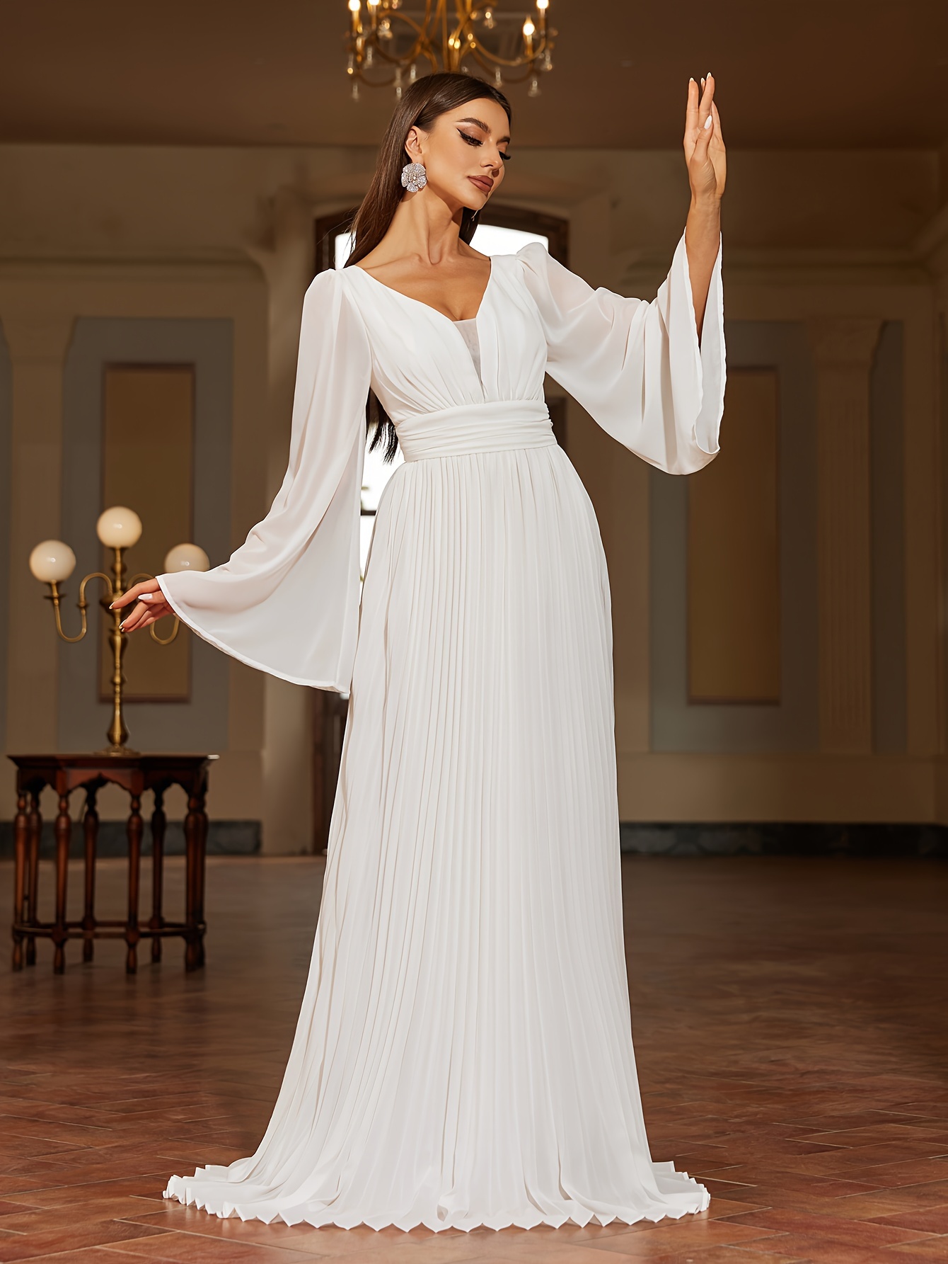 Vestido Blanco Largo Mujer - Temu Chile