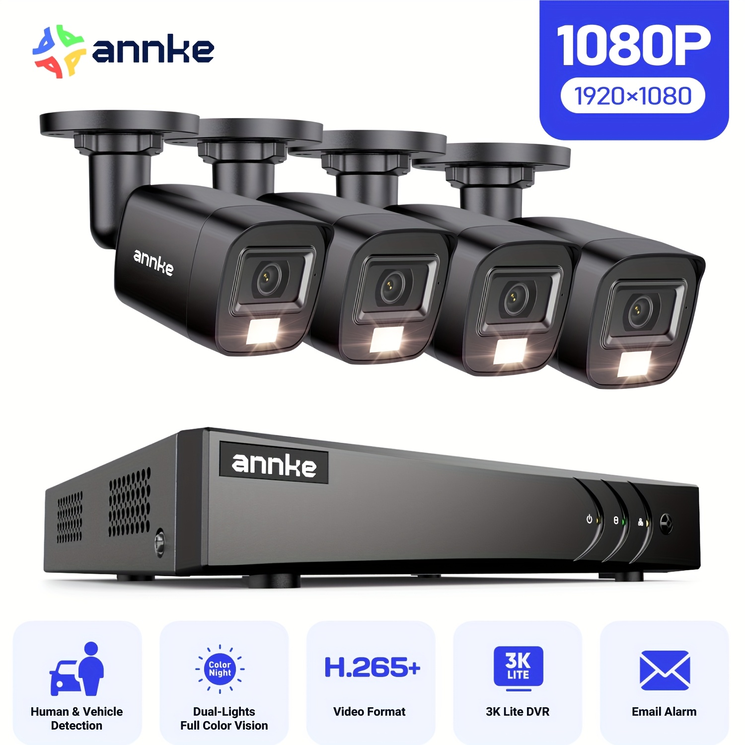 Image of Annke 3k Ai Dvr Cctv Camera System With Color Night Vision Security Camera, Human/vehicle Detection, Email Alert With Images