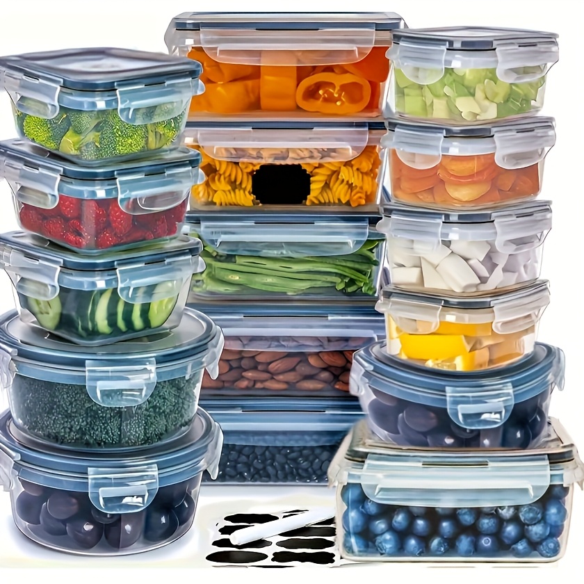 TEMU Food Storage Containers Set With Lids (16 Lids + 16 Containers), Meal Prep Airtight Plastic Containers, Lunch Containers For Kitchen, Pantry,